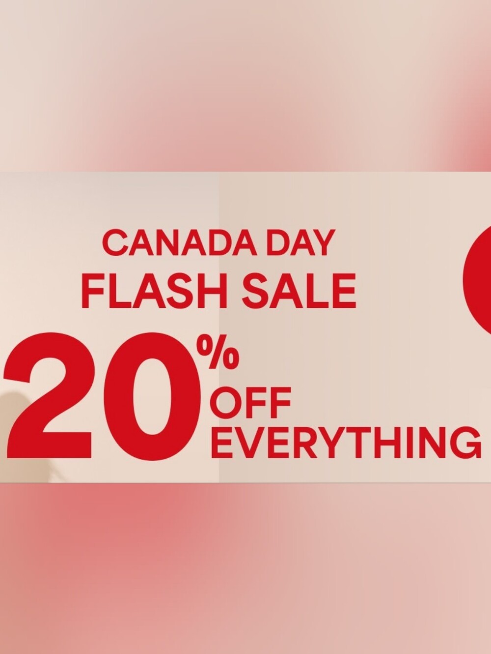 Canada Day Flash Sale Graphic - Red Text on Cream Background
